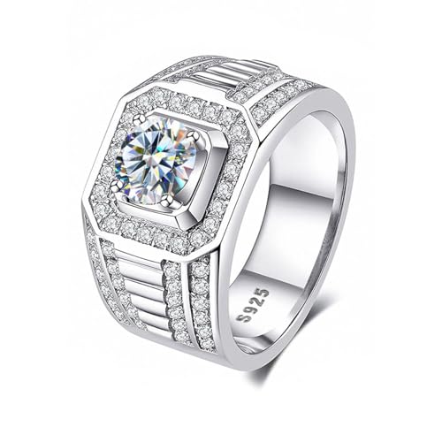 Winglove ✦Valentinstag Geschenk Moissanite Ringe Silber 925 Damen 1 ct Full Diamond Herrenring Ringe Moissanit Diamant, VVS1 Reinheit D Farbe, Geschenke für Frauen.[1ct,54(17.25)] von Winglove