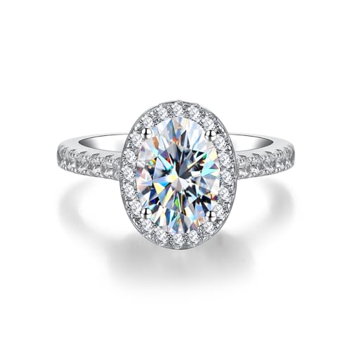 Winglove ✦Valentinstag Geschenk Moissanite Ringe Silber 925 Damen 3 ct Halbkreis Diamantring Moissanit Diamant, VVS1 Reinheit D Farbe, Geschenke für Frauen.[3ct,49(15.75)] von Winglove