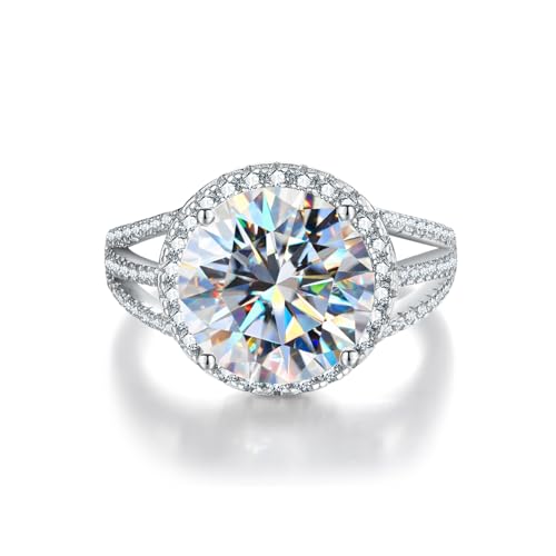 Winglove ✦Valentinstag Geschenk Moissanite Ringe Silber 925 Damen 5 ct Drei Reihen rund gewickelter Ringe Moissanit Diamant, VVS1 Reinheit D Farbe, Geschenke für Frauen.[5ct,51.5(16.5)] von Winglove