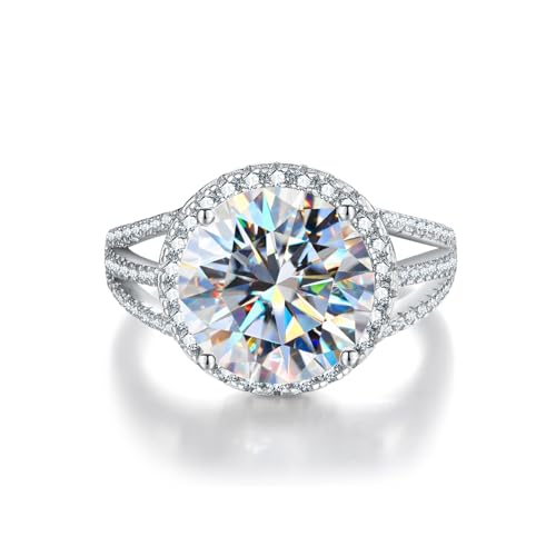 Winglove ✦Valentinstag Geschenk Moissanite Ringe Silber 925 Damen 5 ct Drei Reihen rund gewickelter Ringe Moissanit Diamant, VVS1 Reinheit D Farbe, Geschenke für Frauen.[5ct,56.5(18.2)] von Winglove