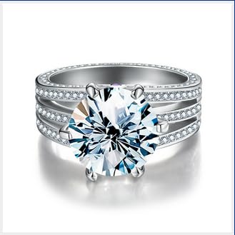 Winglove ✦Valentinstag Geschenk Moissanite Ringe Silber 925 Damen 5 ct Drei Reihen sechs Klauen Ringe Moissanit Diamant, VVS1 Reinheit D Farbe, Geschenke für Frauen.[5ct,59(19)] von Winglove