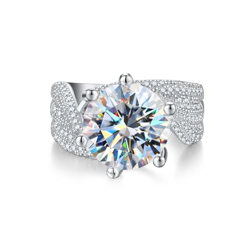Winglove ✦Valentinstag Geschenk Moissanite Ringe Silber 925 Damen 5 ct Drei Reihen voller Diamantringe Moissanit Diamant, VVS1 Reinheit D Farbe, Geschenke für Frauen.[5ct,54(17.25)] von Winglove