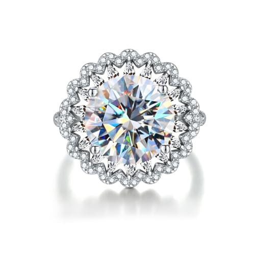 Winglove ✦Valentinstag Geschenk Moissanite Ringe Silber 925 Damen 5 ct Full Sky Star Ringe Moissanit Diamant, VVS1 Reinheit D Farbe, Geschenke für Frauen.[5ct,49(15.75)] von Winglove