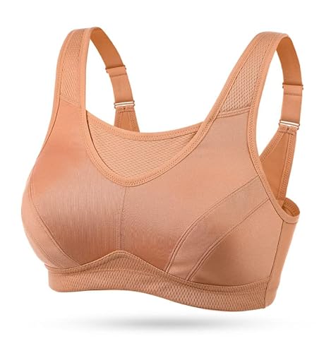 Wingslove Damen Starker Halt Sport BH Große Brüste Ohne Bügel Breite Träger Bustier Lauf Joggen Bra (Orange 100D) von Wingslove