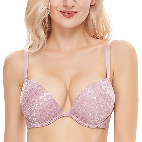 Wingslove Damen Super Push Up BH mit Bügel Extrem Gepolstert Maximizer für Kleine Brüste (Helles Lila,32D) von Wingslove