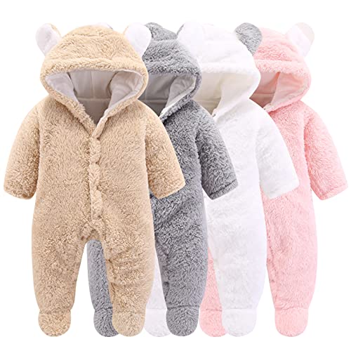 Neugeborene Baby Cartoon Bär Schneeanzug Wintermantel Fleece Kapuze Strampler Jumpsuit (Khaki, 0-3Monat) von Winmany