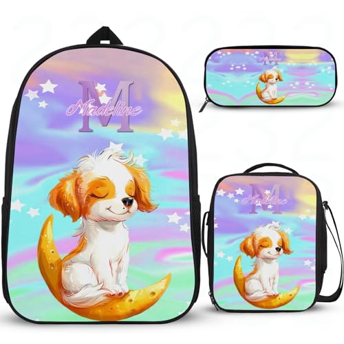 Attraktiver Schulrucksack für Mädchen, personalisierte Schultaschen für Mädchen, Mittelschule, Büchertasche, leichte Grundschultasche mit Lunchbox, Federmäppchen, 3 Stück von Wintarn