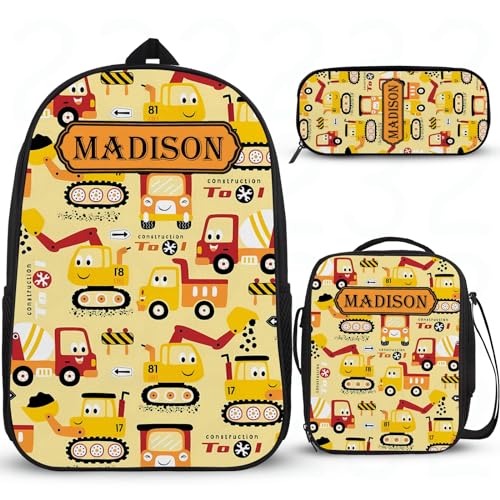 Cartoon-Auto-Rucksack für Mädchen, Grundschule, Mittelschule, personalisierte Schulrucksäcke für Mädchen, Grundschultasche, Schulrucksack für Mädchen, mit Lunchbox, Federmäppchen, 3 Stück von Wintarn