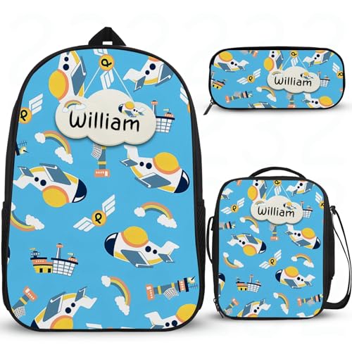 Cartoon-Auto-Schulrucksack für Mädchen, personalisierbar, Schulrucksäcke für Mädchen, Mittelschule, Grundschule, Büchertaschen, Rucksack, Schule mit Lunchbox, Federmäppchen, 3 Stück von Wintarn