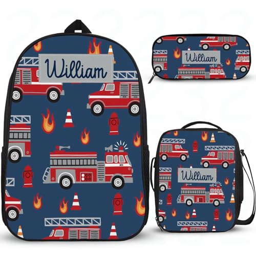 Cartoon-Auto-Schultasche für die weiterführende Schule, personalisierter Mädchen-Rucksack für Schule, Grundschule, Mittelschule, Büchertasche, Schulrucksack mit Lunchbox, Federmäppchen, 3 Stück von Wintarn