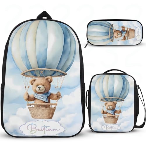 Cartoon-Bär-Tasche für die Schule, personalisierter Mädchen-Rucksack für Schule, Schulrucksack, Mittelschule, Grundschule, Büchertaschen, leicht, widerstandsfähig, Büchertasche mit Lunchbox, von Wintarn