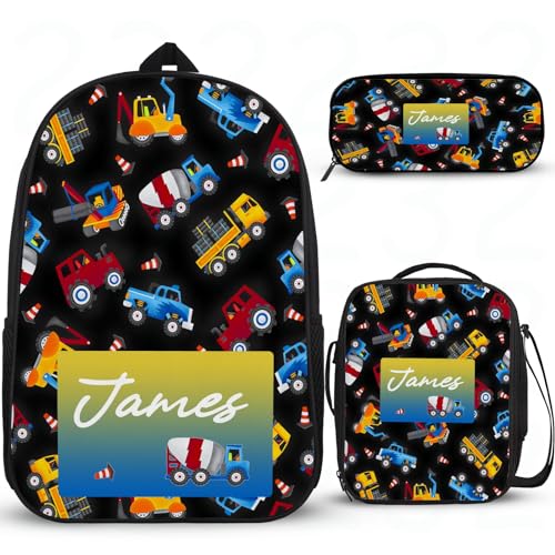 Großer Schulrucksack mit Cartoon-Motiv, personalisierbar, für Mädchen, Rucksack für Schule, Freizeit, leicht, widerstandsfähig, Büchertasche mit Lunchbox, Federmäppchen, 3 Stück von Wintarn