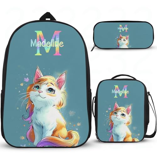 Interessante Schultaschen für die weiterführende Schule, personalisierter Schulrucksack für Mädchen, Grundschule, Mittelschule, Büchertasche, lässige Tasche mit Lunchbox, Federmäppchen, 3 Stück von Wintarn