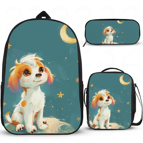 Interessanter Rucksack für Jungen, personalisierter Schulrucksack für Mädchen, Grundschultasche, Schulrucksack für Jungen, mit Lunchbox, Federmäppchen, 3 Stück von Wintarn