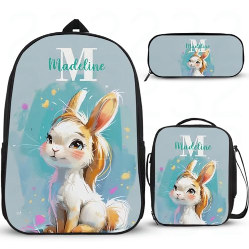 Interessanter Rucksack für Mädchen, personalisierte Schultaschen für Mädchen, Mittelschule, Grundschule, Büchertaschen, Rucksack für die Schule, mit Lunchbox, Federmäppchen, 3 Stück von Wintarn