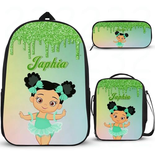 Interessanter Schulrucksack, personalisierte Rucksäcke für Mädchen, Mittelschule, Grundschule, Büchertasche, Schulrucksack mit Lunchbox, Federmäppchen, 3 Stück von Wintarn