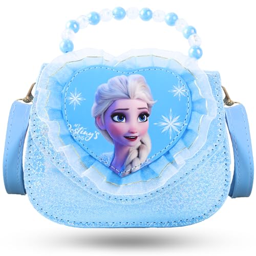 Kinderhandtasche Mädchen Tasche Kinderhandtasche Mädchen Frozen Thema Kinder Umhängetasche, Handtasche Klein mit Verstellbarem Gurt, Eiskönigin Prinzessin Schulrucksack Cartoon Schulter-Tasche von Wirhaut