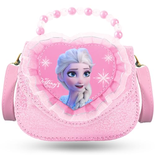 Kinderhandtasche Mädchen Tasche Kinderhandtasche Mädchen Frozen Thema Kinder Umhängetasche, Handtasche Klein mit Verstellbarem Gurt, Eiskönigin Prinzessin Schulrucksack Cartoon Schulter-Tasche von Wirhaut