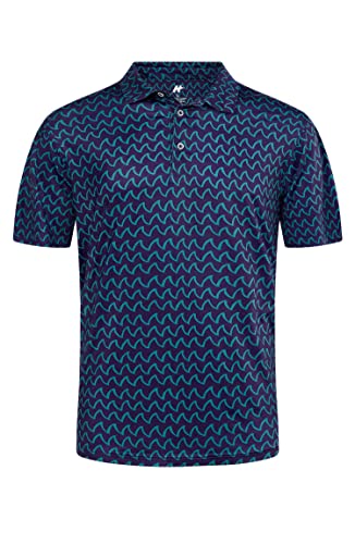 Herren-Poloshirts für Herren, Erwachsene, kurzärmelig, bedruckt, Arbeit, Freizeit, Golf-T-Shirt, atmungsaktiv, schnell trocknend, Knopfleiste, feuchtigkeitsableitendes Tennis-Sport-Poloshirt,Grün, M von Wirltte