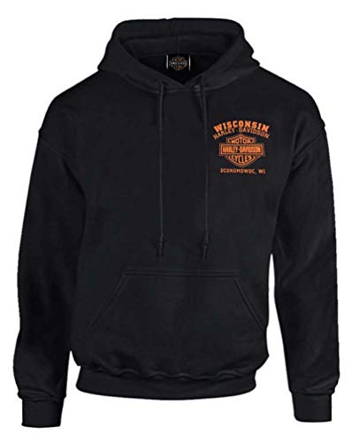 Harley-Davidson Custom Freedom Herren Fleece-Kapuzenpullover, Schwarz - Schwarz - Groß von Wisconsin Harley-Davidson