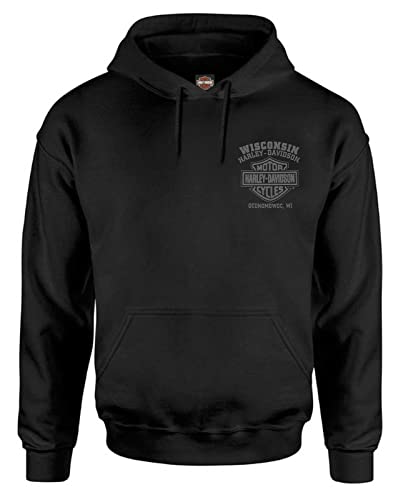 Harley-Davidson Herren Corrosion Willie G Skull Poly-Blend Pullover Hoodie Schwarz, Schwarz, Medium von Wisconsin Harley-Davidson