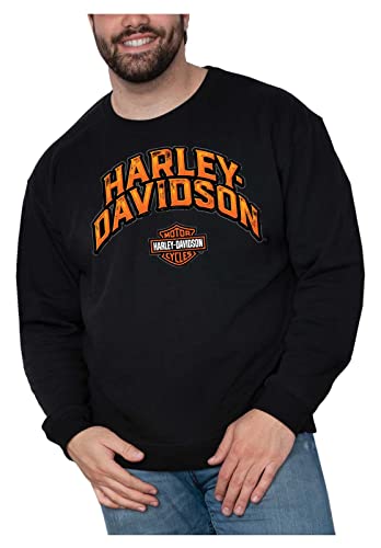 Harley-Davidson Herren Crispy H-D Crew-Neck Pullover Fleece Sweatshirt - Schwarz, Schwarz, X-Large von Wisconsin Harley-Davidson