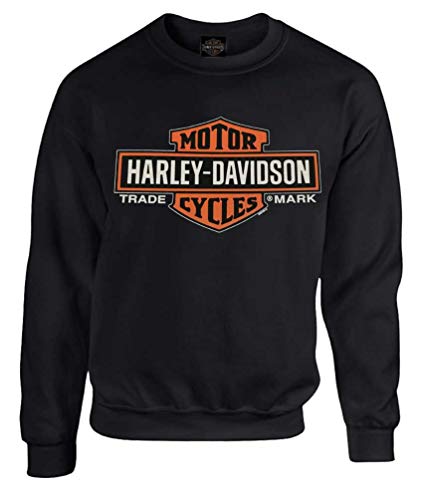 Harley-Davidson Herren Elongated B&S Fleece Pullover Sweatshirt, Schwarz 30298768, Schwarz, Medium von Wisconsin Harley-Davidson