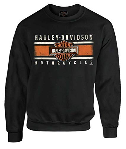 Harley-Davidson Herren Custom Iconic B&S Fleece Pullover Sweatshirt - Schwarz, Schwarz, Large von Wisconsin Harley-Davidson