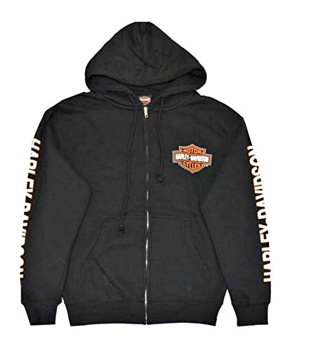 Harley-Davidson Herren-Kapuzenpullover Bar & Shield, mit Reißverschluss, 30299142 - Schwarz - Groß von Wisconsin Harley-Davidson