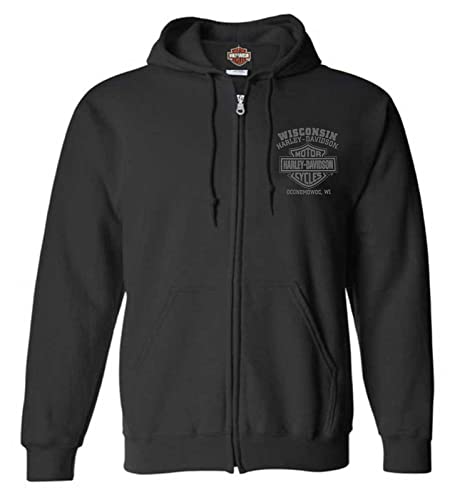 Harley-Davidson Herren Kapuzenpullover Corrosion Willie G Skull aus Baumwollmischung, mit Reißverschluss, Schwarz, schwarz, Small von Wisconsin Harley-Davidson