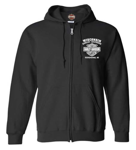 Harley-Davidson Herren Ragged Willie G Skull Baumwollmischung Zip Up Hoodie Schwarz, Schwarz, Medium von Wisconsin Harley-Davidson