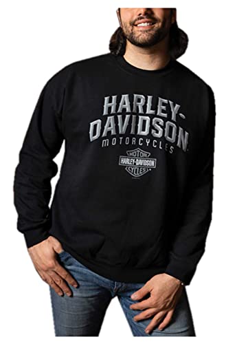 Harley-Davidson Herren-Sweatshirt mit abgeschrägtem Rundhalsausschnitt, Fleece, Schwarz, Schwarz, 5X-Large von Wisconsin Harley-Davidson