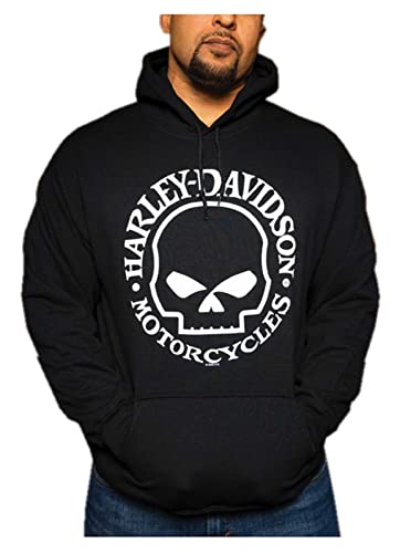 Harley-Davidson Herren Willie G Skull Logo Pullover Fleece Hoodie - Schwarz, Schwarz, 4X-Large von Wisconsin Harley-Davidson