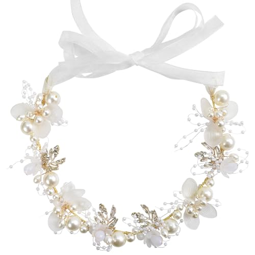 Kopfschmuck Hochzeit Haarschmuck für die Braut,Hochzeit Kopfschmuck Braut,Braut Haarschmuck,Haarreifen Damen Hochzeit,Kopfschmuck Hochzeit Perlen von Wisebom