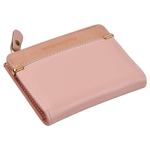 Wisebom Damen Geldbeutel Klein Geldbörse aus Weichem PU Leder mit Zipper, Mini Kartenhalter Portemonnaie Kleine Brieftasche für Frauen Geldbeutel Kurzformat(Schwarz/Rosa/Blau) (Rosa) von Wisebom