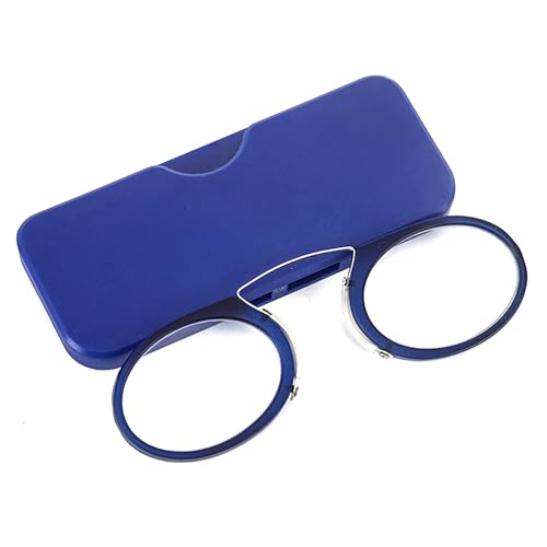 Wisebom Lesebrille für Herren, Kompakte leichte randlose brillen, Lesebrille 2.0 Dioptrien Damen, Lesebrille Dioptrien, Mini Nose Clip leichte Brillen, Mini Nasenclip Randlose Lesebrille (Blau) von Wisebom