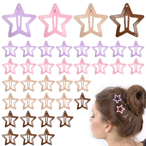 Wisebom Stern Haarspangen 40 Stück Pentagramm Haarspangen Haar-Haarnadeln Metall Rutschfest Stern-Haarspangen Retro Punk BB Haarspangen für Frauen und Mädchen (4 Farben) von Wisebom