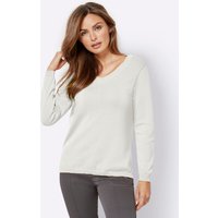 Witt Damen V-Ausschnitt-Pullover mit Biesen vorne, wollweiß von Witt