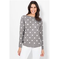 Witt Damen Langarm-Pullover, steingrau-ecru-gemustert von Witt