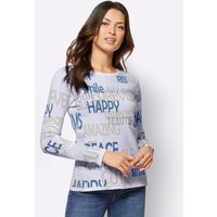 Witt Damen Langarm-Pullover im Jacquardstrick, ecru-mittelblau-bedruckt von Witt