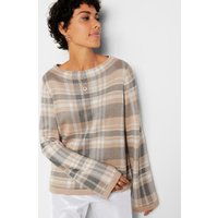 Witt Damen Pullover, sand-weiß-kariert von Witt