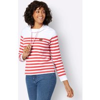 Witt Damen Sweatshirt, weiß-grapefruit-geringelt von Witt