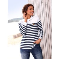 Witt Damen Sweatshirt, weiß-marine-geringelt von Witt