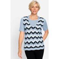 Witt Damen Pullover, eisblau-ecru-gemustert von Witt