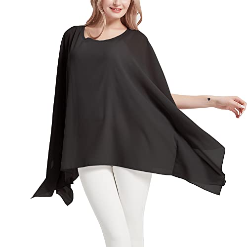 Wiwish Damen Baggy Feste bloße Chiffon- Kaftan Poncho Plus Size Batwing Tunika Top Bluse Einheitsgröße schwarz Batwing Wiwish Damen Baggy Feste bloße Chiffon- Kaftan Poncho Plus Size Batwing Tunika Top Bluse Einheitsgröße schwarz Batwing von Wiwish