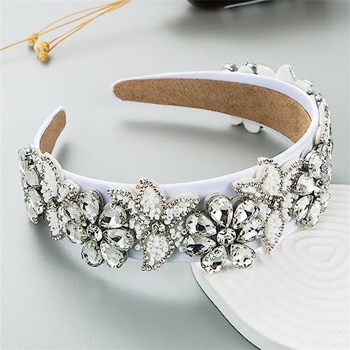 Barock Glänzend EN8 Kristall Blume Schmuck Stirnband Haarschmuck Für Frauen Hochzeit Party Weiß von Wjnvfioo