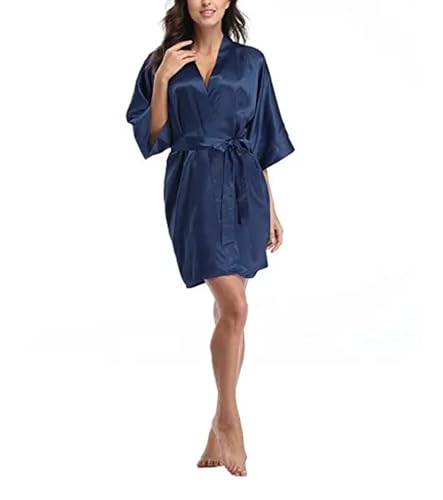 Damen-Dessous, Mini-Dessous, Kimono, Bademantel, Nachtwäsche, Mujer-Pyjama, Marineblau, 38 von Wjnvfioo