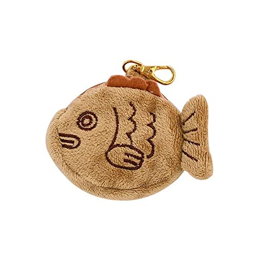 10cm Japanische Einstellbare Weiche Taiyaki Münze Tasche Mini Tasche Geldbörse Tasche Handgelenk Neue Geldbörse Pe mit Reißverschluss F3Q3 P5D5 Plüsch Schule, braun von Wmool