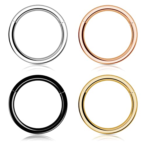 Hoop Nose Ring Für Frauen Männer, Woffoly 316L Surgical Steel Sleeper Hoop Ohrringe Septum Clickers Klappsegment Ring, Hypoallergene Conch Lobe Piercing Daith Helix Gold Ring Schmuck (20G 8mm) von Woffoly