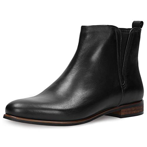 WOJAS Damen Stiefeletten mit Reißverschluss aus Glattleder – Leicht Gefütterte Damenschuhe Winterschuhe Lederstiefel – Schwarz, 55073-51, Gr. 37 von WOJAS